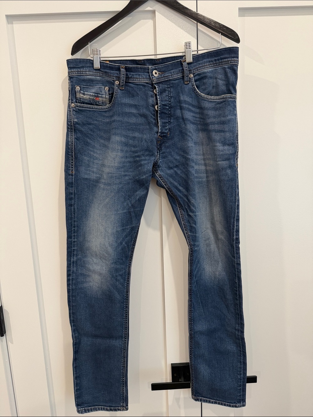 Diesel Men's Faded Blue Slim Straight Jeans